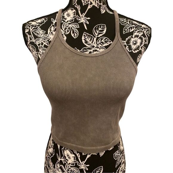 AS Revival Ribbed Racerback Cropped Cami Tank Top Crop Workout Sleepwear - Picture 5 of 12